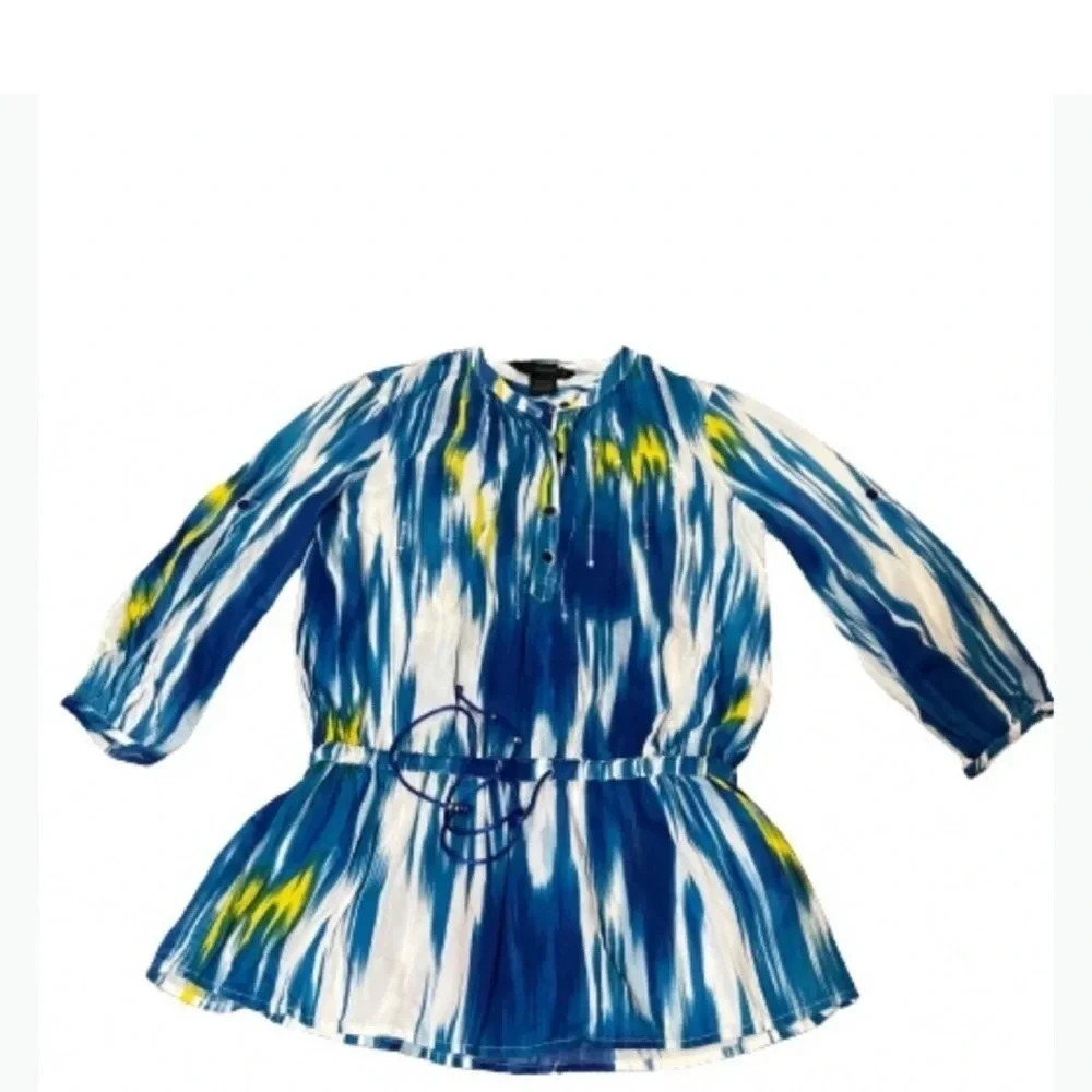 CALVIN KLEIN BLUE MULTICOLOR TOP BLOUSE